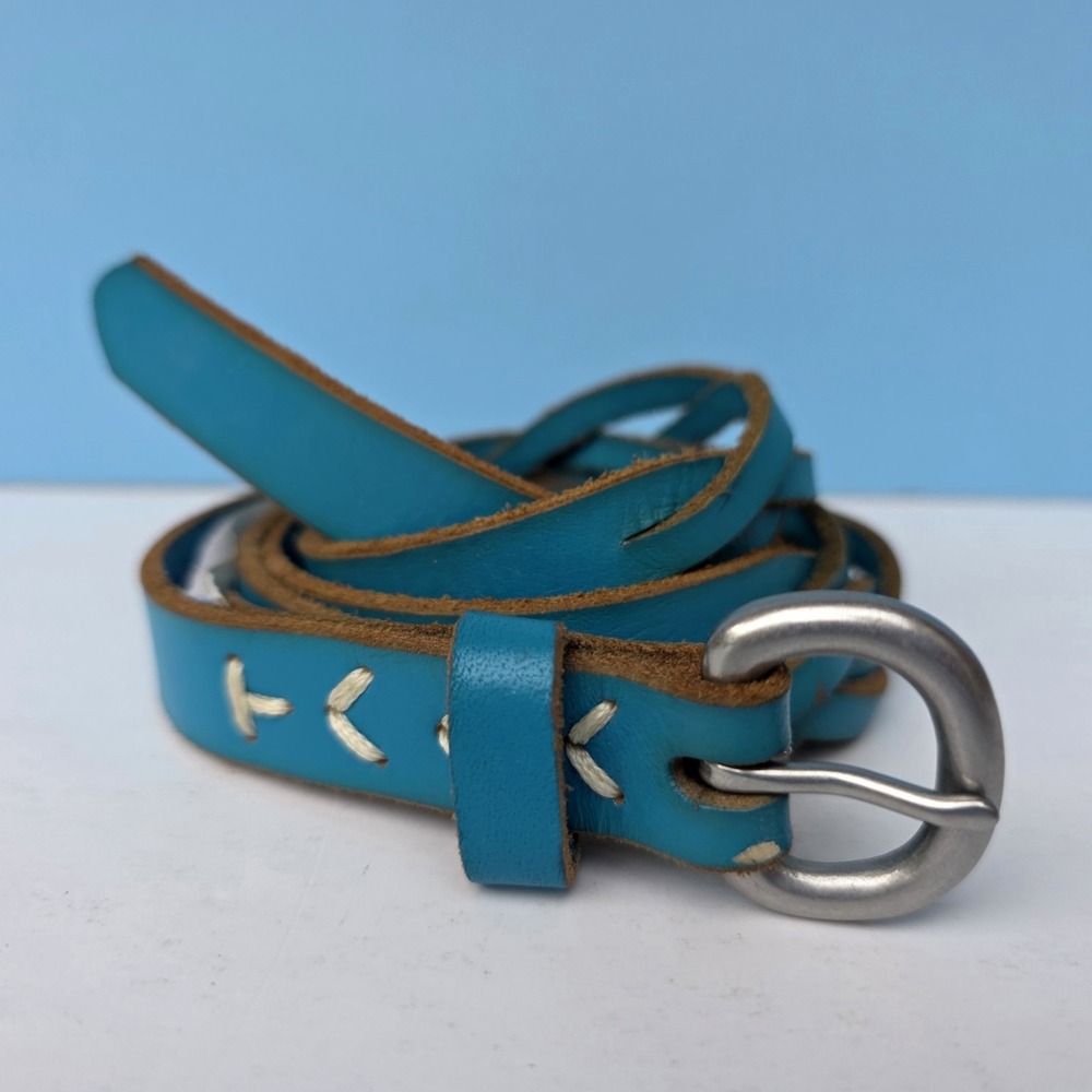 Lucky Brand Leather Belt‎ Size XL Turquoise Blue Braided Southwestern Western